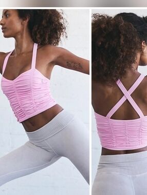Free People FP Movement Good Karma Ruched Corset Tank Top Pink